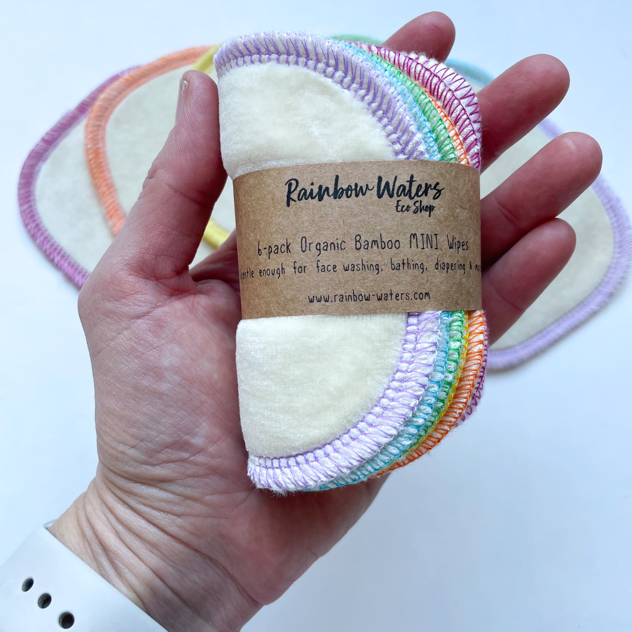 Wipe Minis | 6-pack Reusable Cloth Wipes | Organic Cotton/Bamboo Blend | 4x4 inches