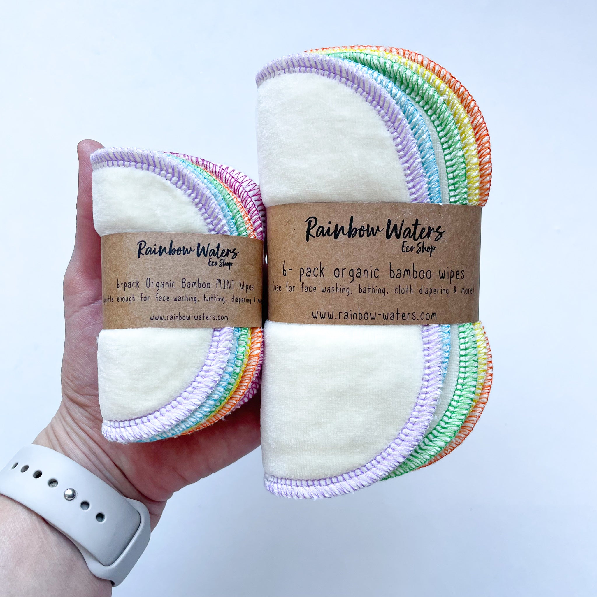 Wipe Minis | 6-pack Reusable Cloth Wipes | Organic Cotton/Bamboo Blend | 4x4 inches