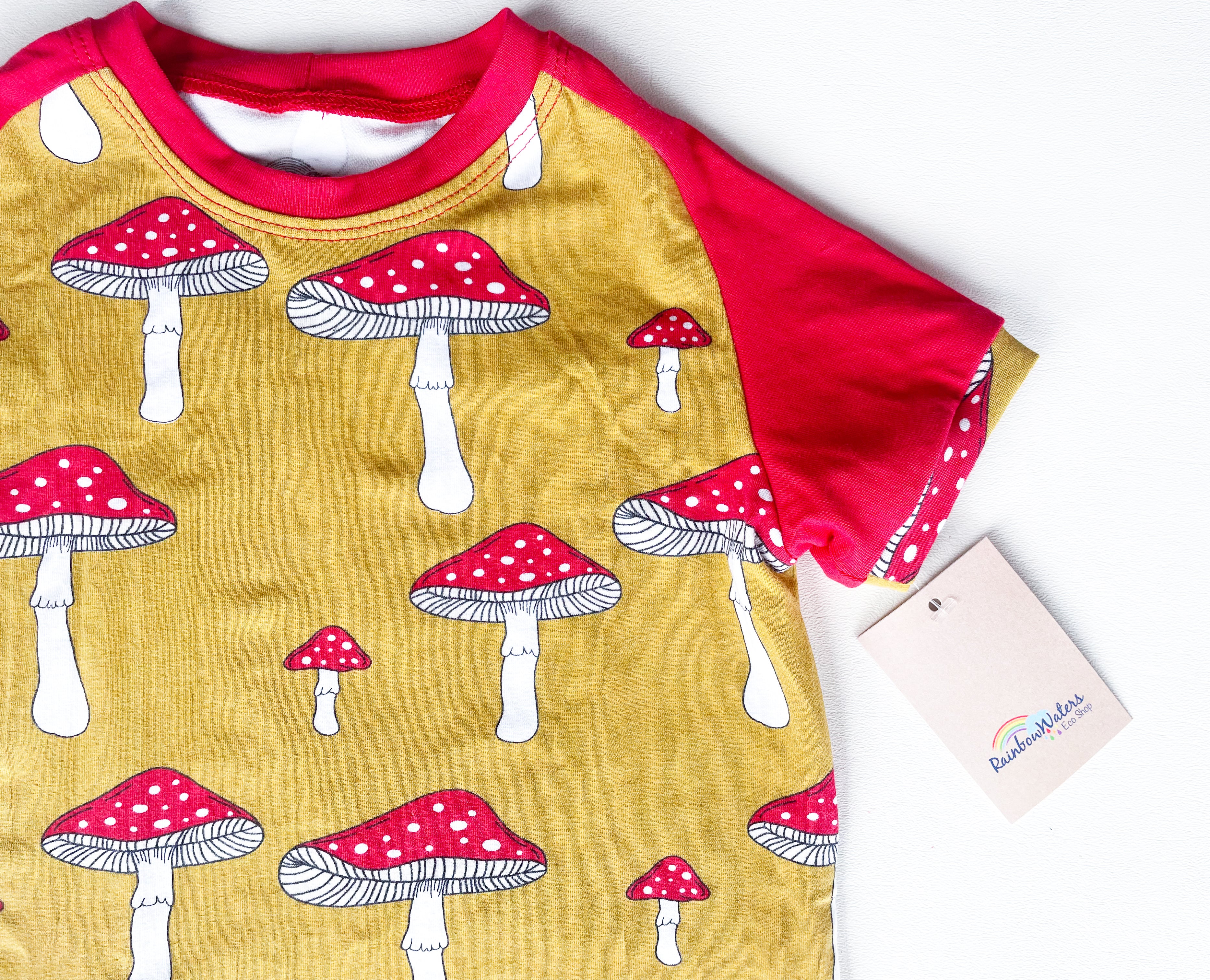 Mushrooms Raglan tee, organic cotton
