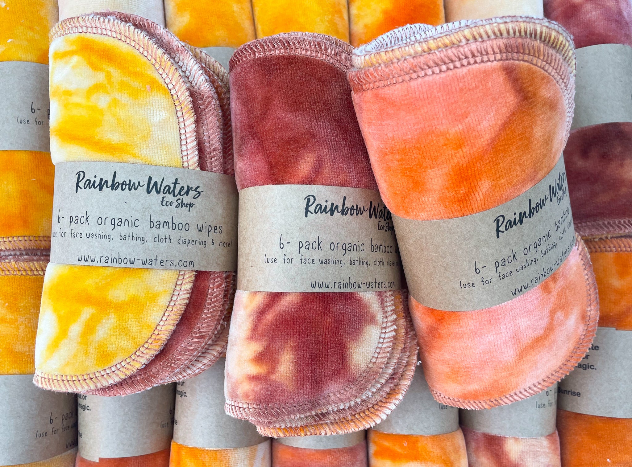 Desert Sunrise | 6-pack Reusable Cloth Wipes | Organic Cotton/Bamboo Blend