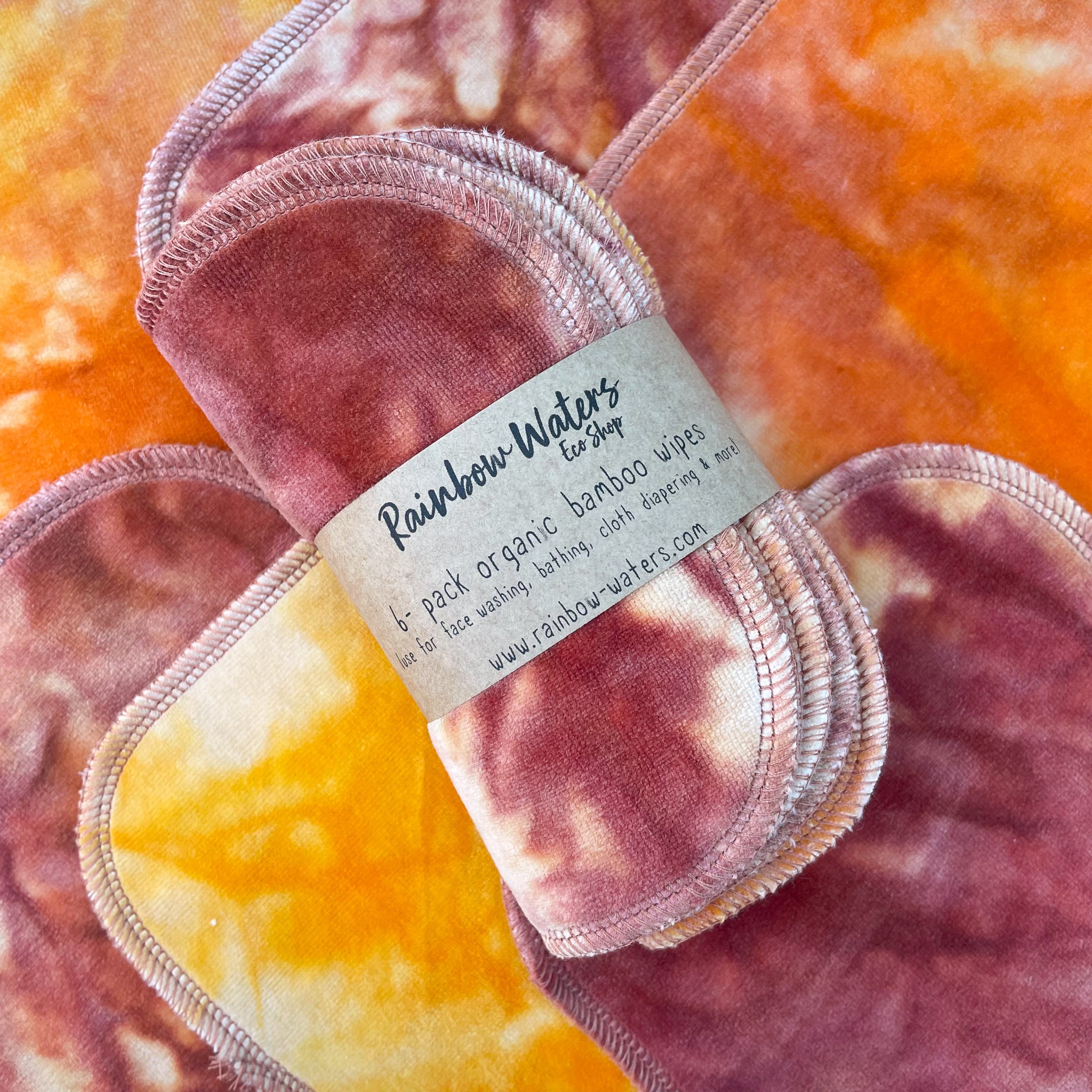 Desert Sunrise | 6-pack Reusable Cloth Wipes | Organic Cotton/Bamboo Blend