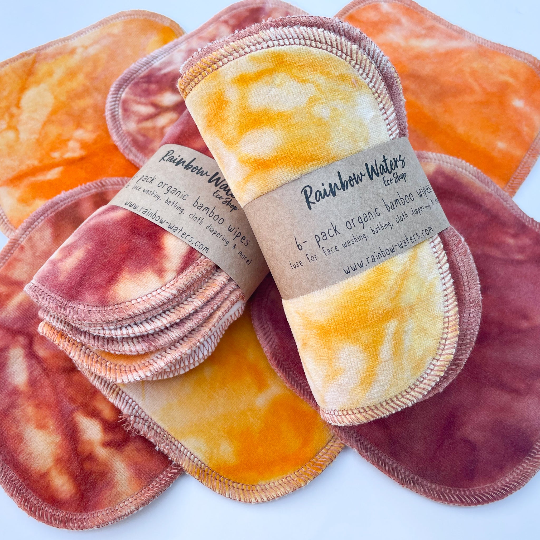 Desert Sunrise | 6-pack Reusable Cloth Wipes | Organic Cotton/Bamboo Blend