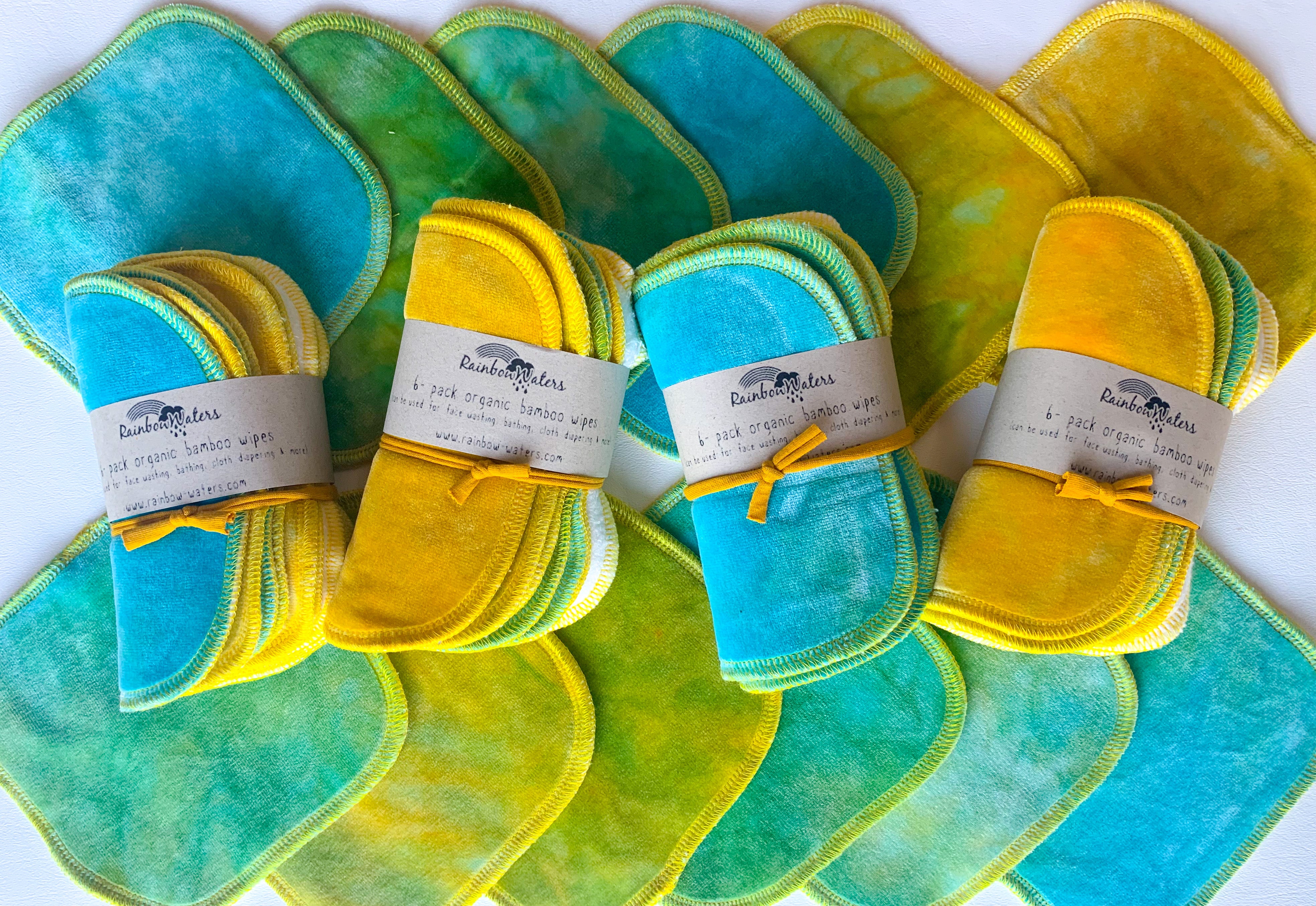 Maui Sunrise | 6-pack Reusable Cloth Wipes | Organic Cotton/Bamboo Blend