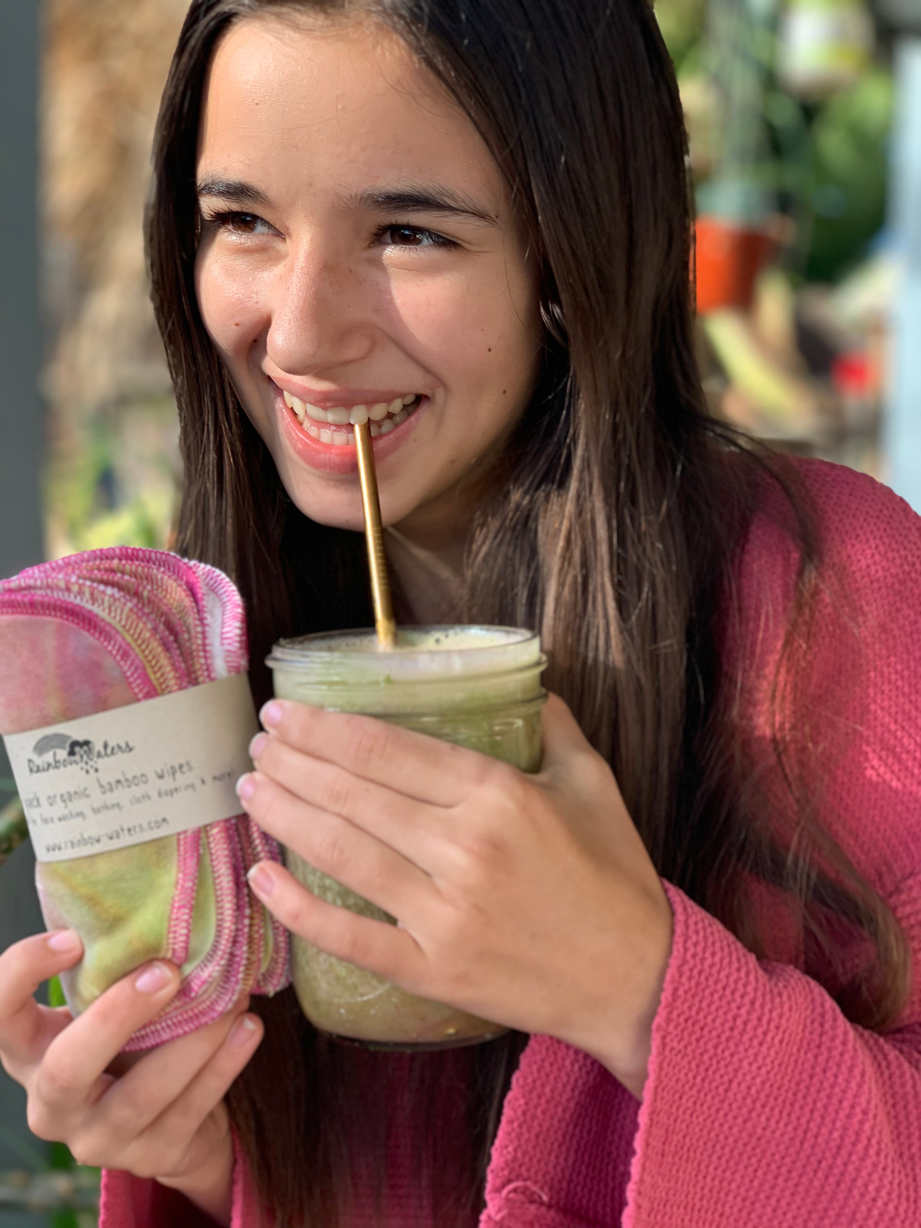 Strawberry Kiwi Smoothie | 6-pack Reusable Cloth Wipes | Organic Cotton/Bamboo Blend