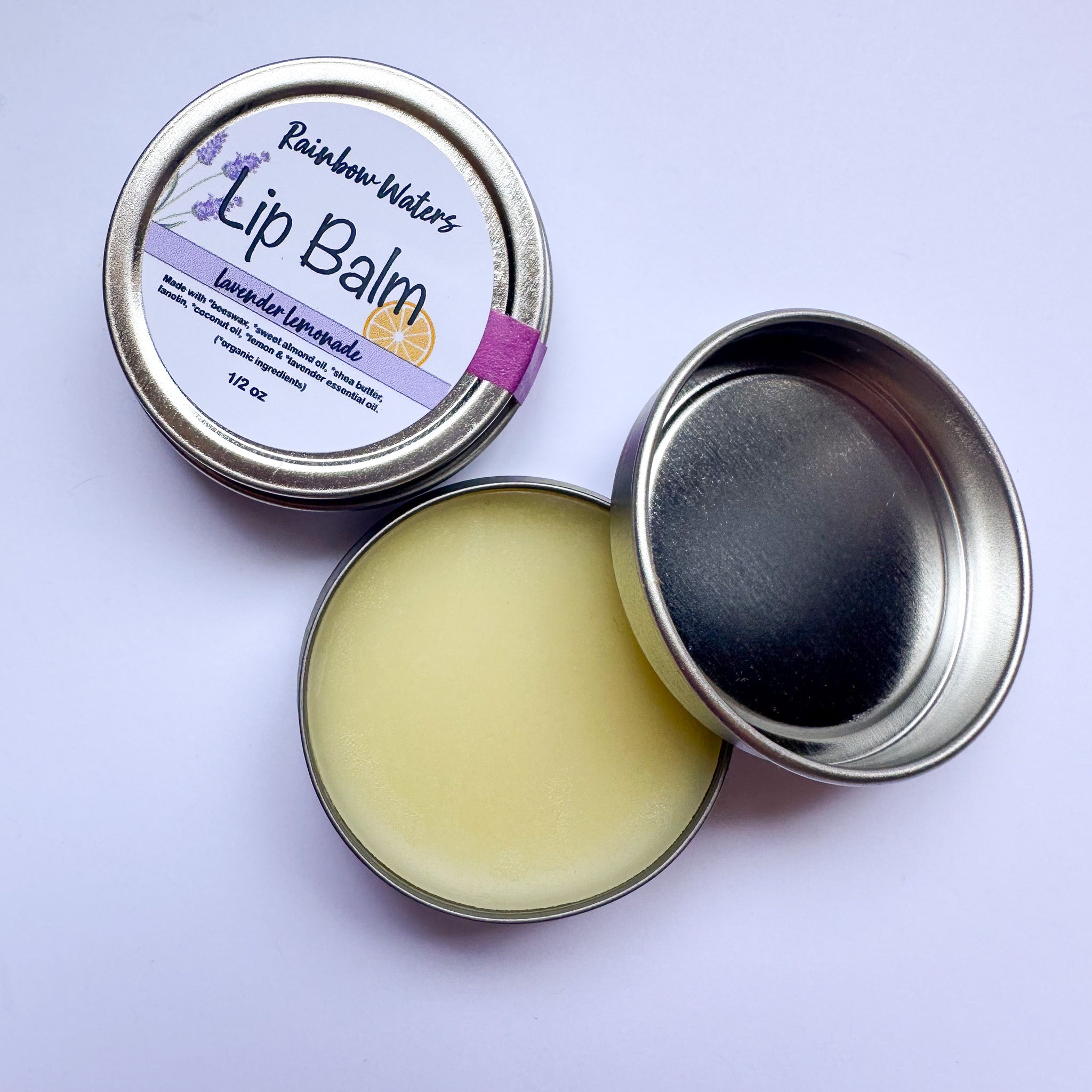 Lavender Lemonade Lip Balm, lanolin enriched, 1/2 oz tin