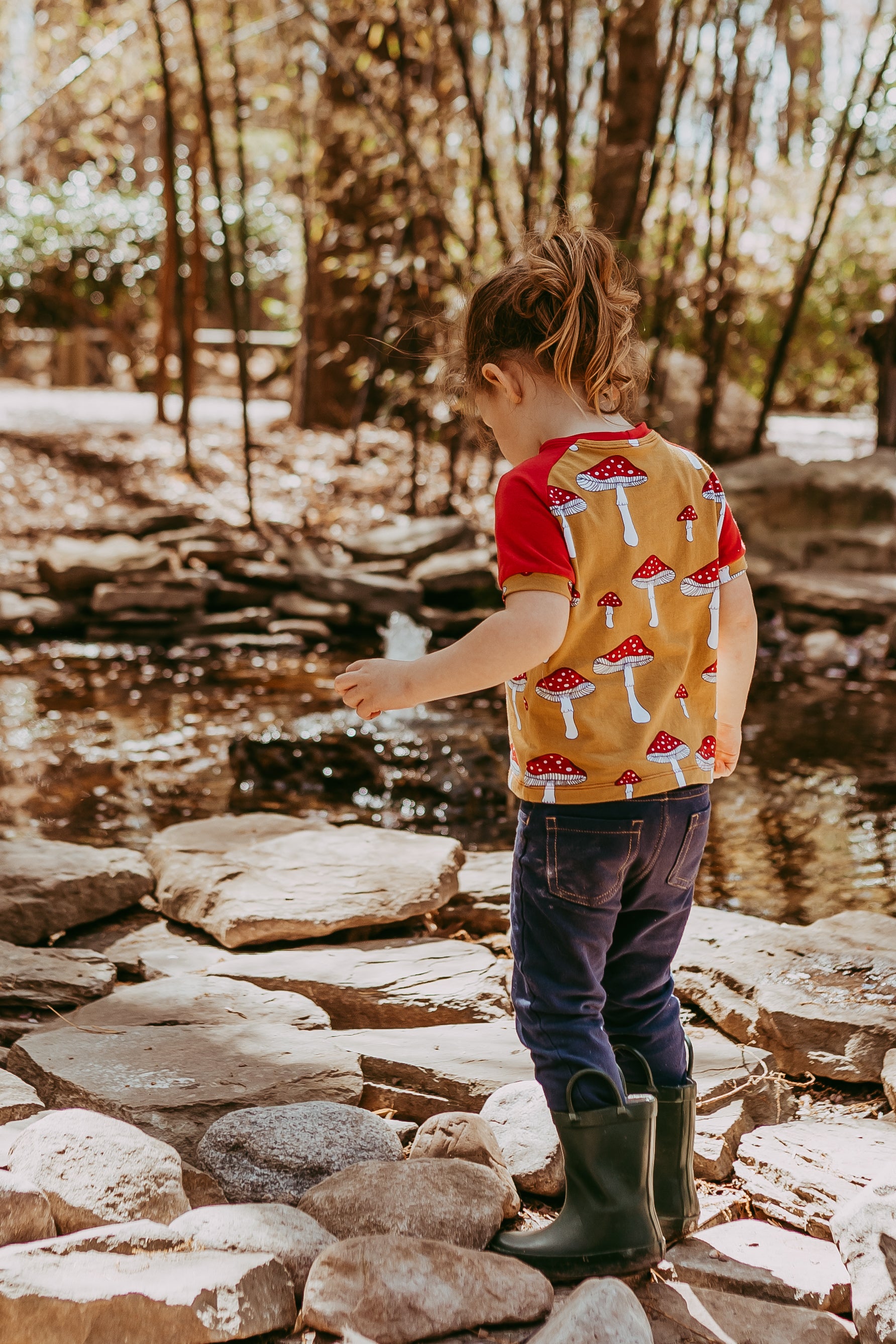 Mushrooms Raglan tee, organic cotton