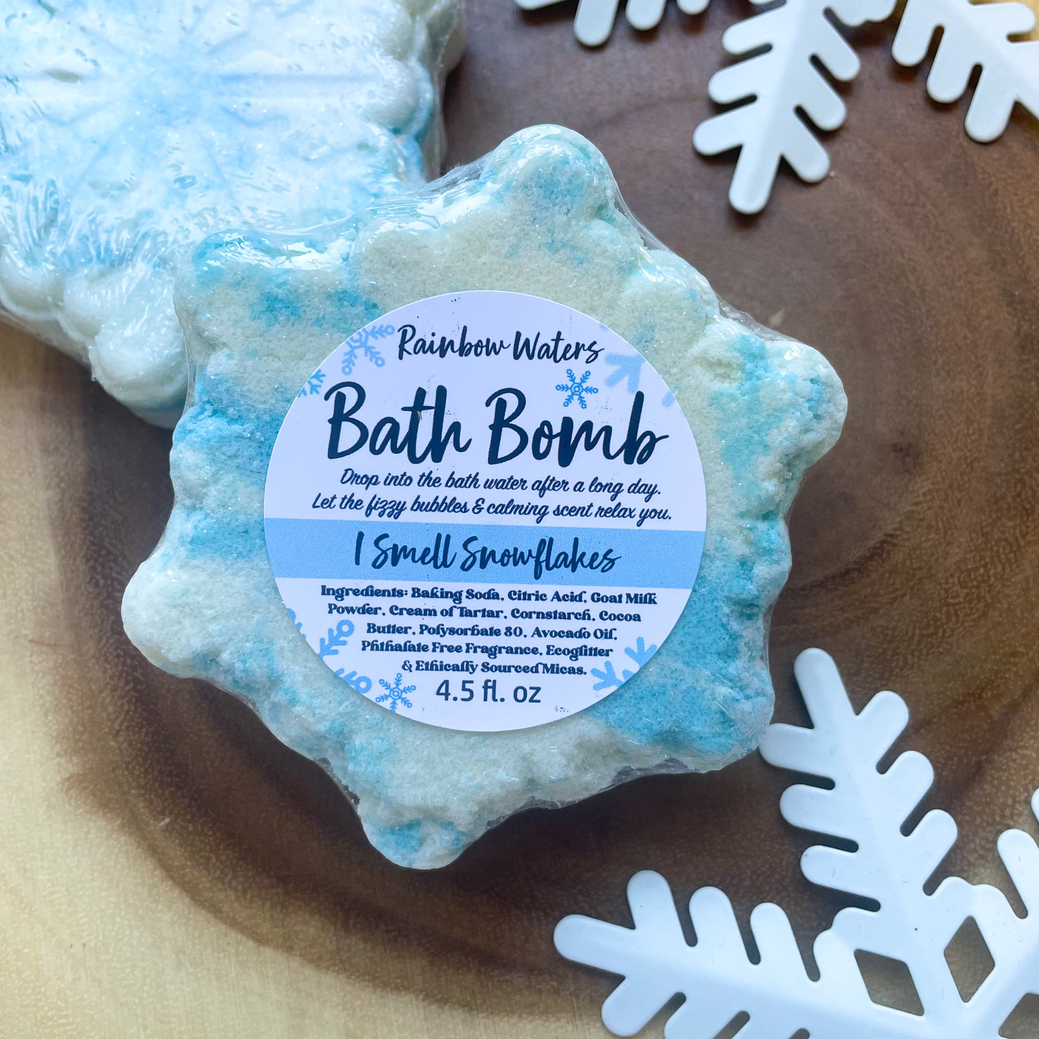 Snowflake | Bath Bomb |  with goat milk and ecoglitter | 4.5 ounce